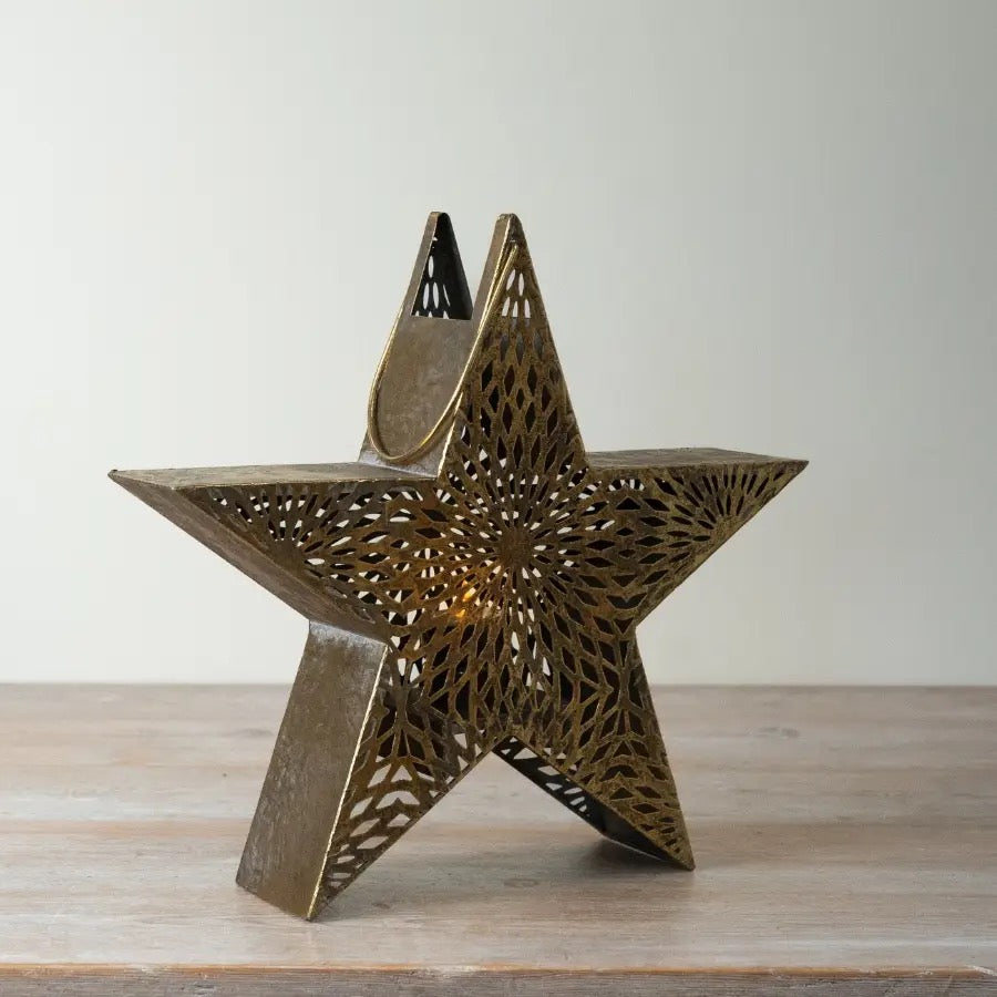 Gold Star Candle Holder, 33cm
