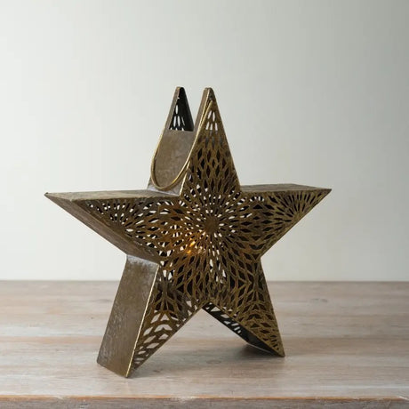 Gold Star Candle Holder, 33cm