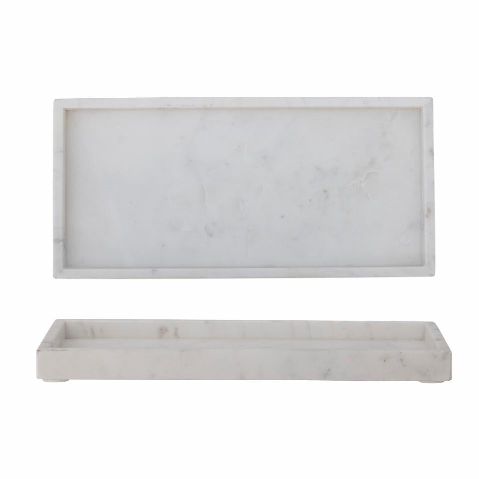 Majsa Rectangular Tray, White, Marble
