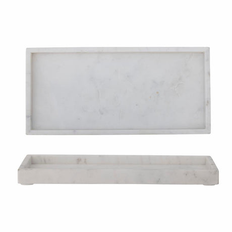 Majsa Rectangular Tray, White, Marble