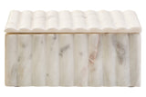 Savio Rectangular White Fluted Marble Box