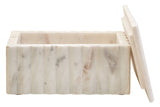 Savio Rectangular White Fluted Marble Box