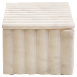 Savio Rectangular White Fluted Marble Box