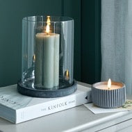 Amalfi Grey Hurricane Lantern - 2 Sizes