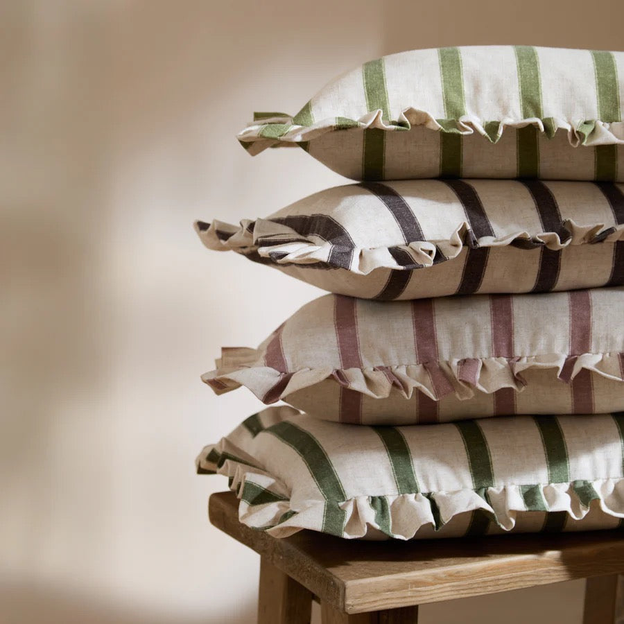 Connie Striped Ruffle Cushion - 3 Colours