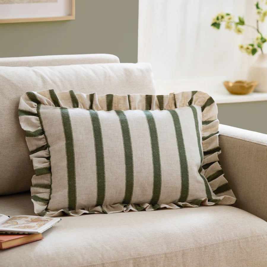 Connie Striped Ruffle Cushion - 3 Colours