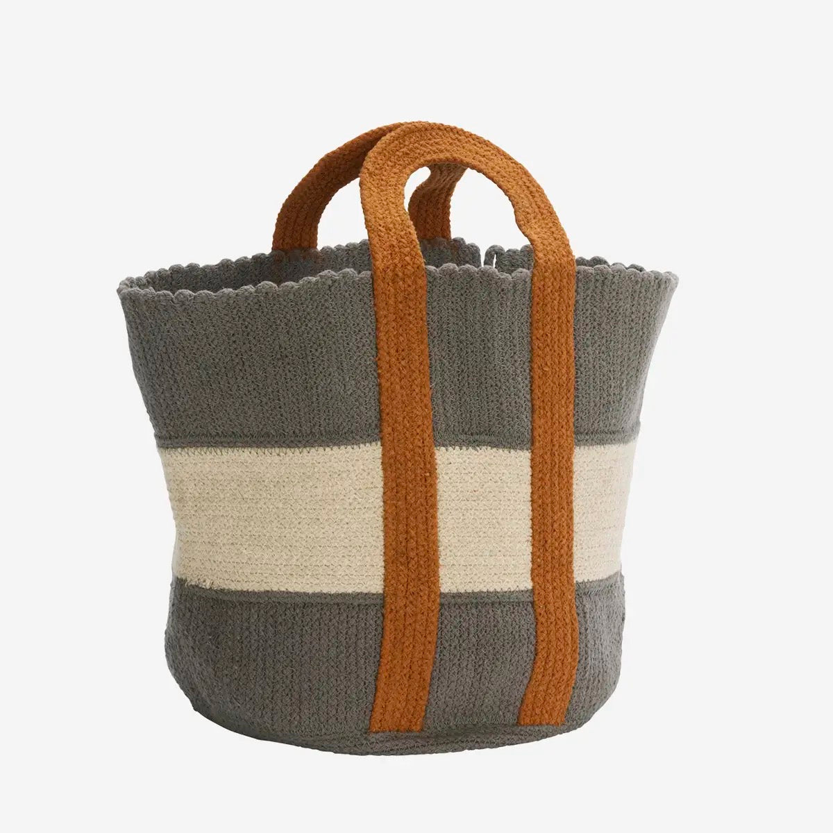 STRIPED COTTON BAG - GREY/WHITE