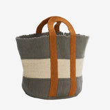 STRIPED COTTON BAG - GREY/WHITE