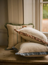 The Rustic Stripe Ruffle Cushion - Sage - 2 sizes