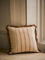 The Rustic Stripe Ruffle Cushion - Brick  - 2 sizes