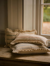 The Rustic Stripe Ruffle Cushion - Sage - 2 sizes