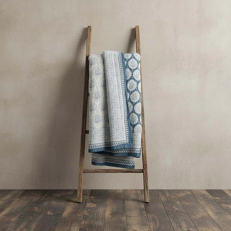 DK BLUE FLORAL BEDSPREAD