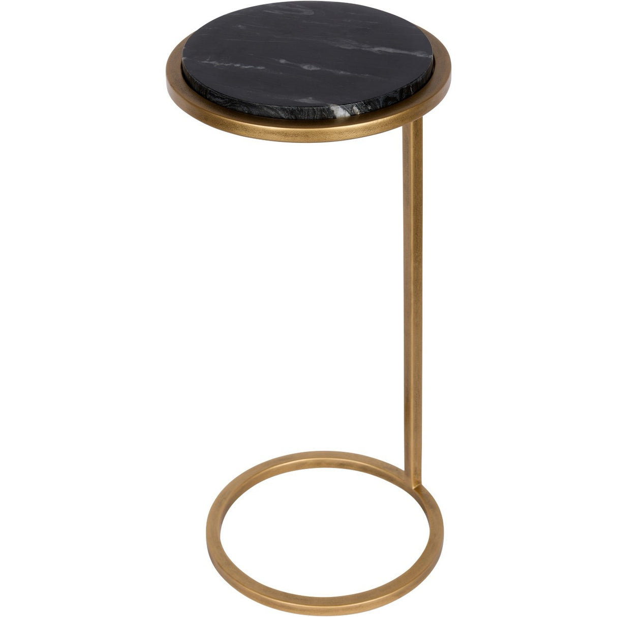 LIBRA - IOTA ACCENT TABLE BLACK MARBLE AGED GOLD FRAME