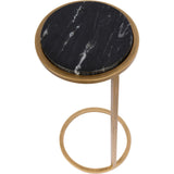 LIBRA - IOTA ACCENT TABLE BLACK MARBLE AGED GOLD FRAME
