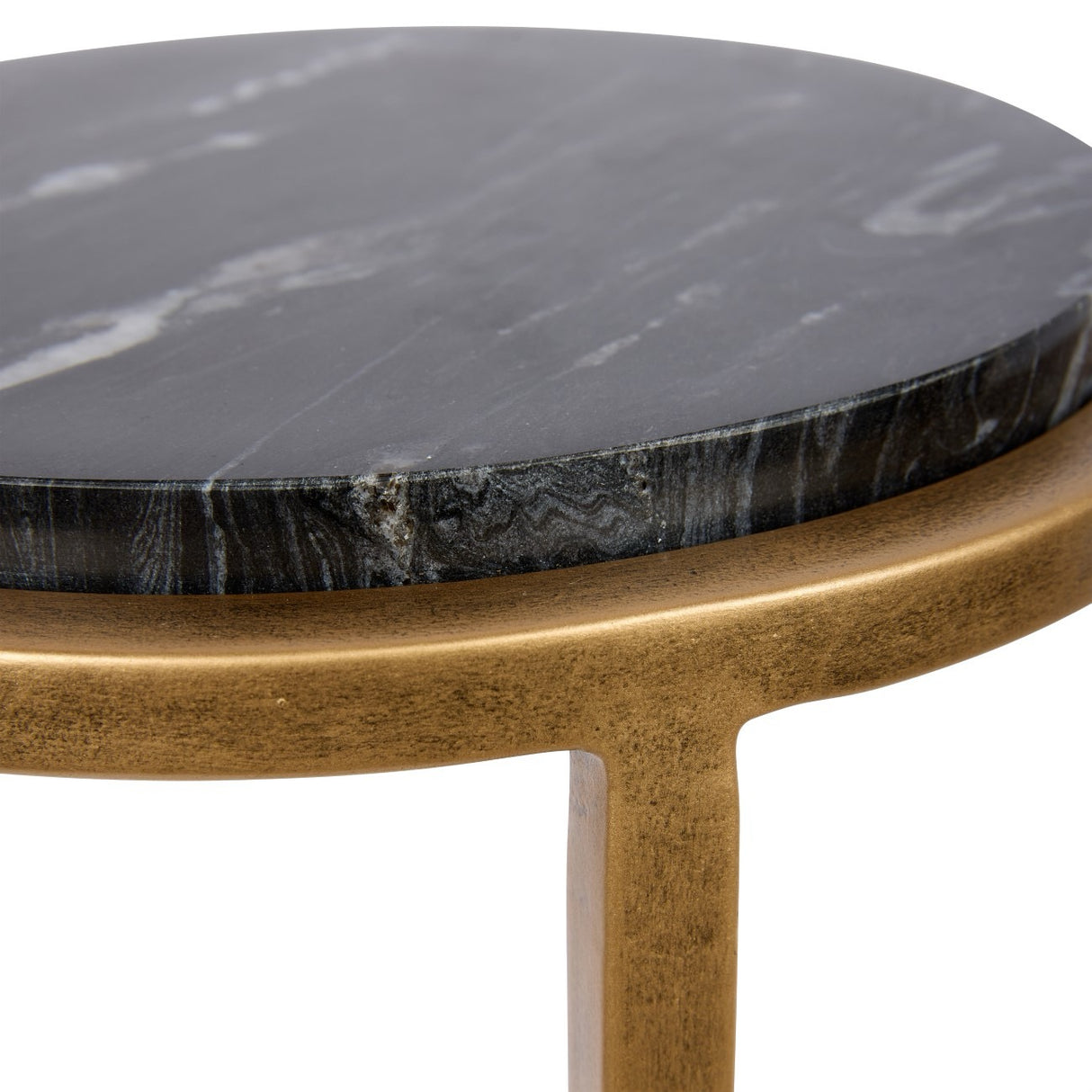 LIBRA - IOTA ACCENT TABLE BLACK MARBLE AGED GOLD FRAME