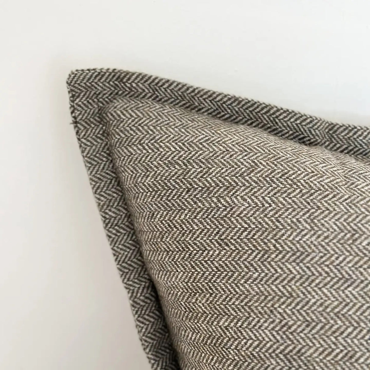 Tia Wool Cushion - Green Herringbone 53cm