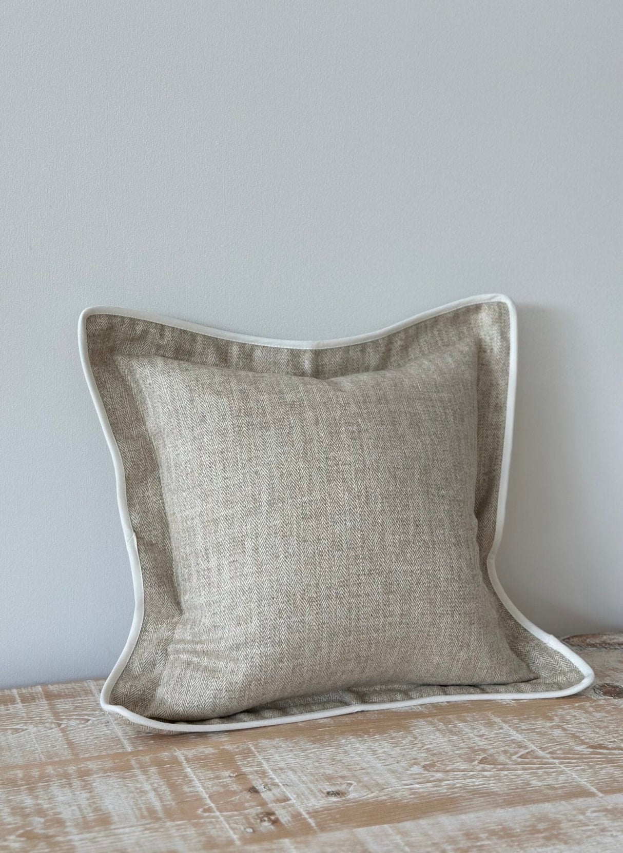 Tia Beige Herringbone Cushion