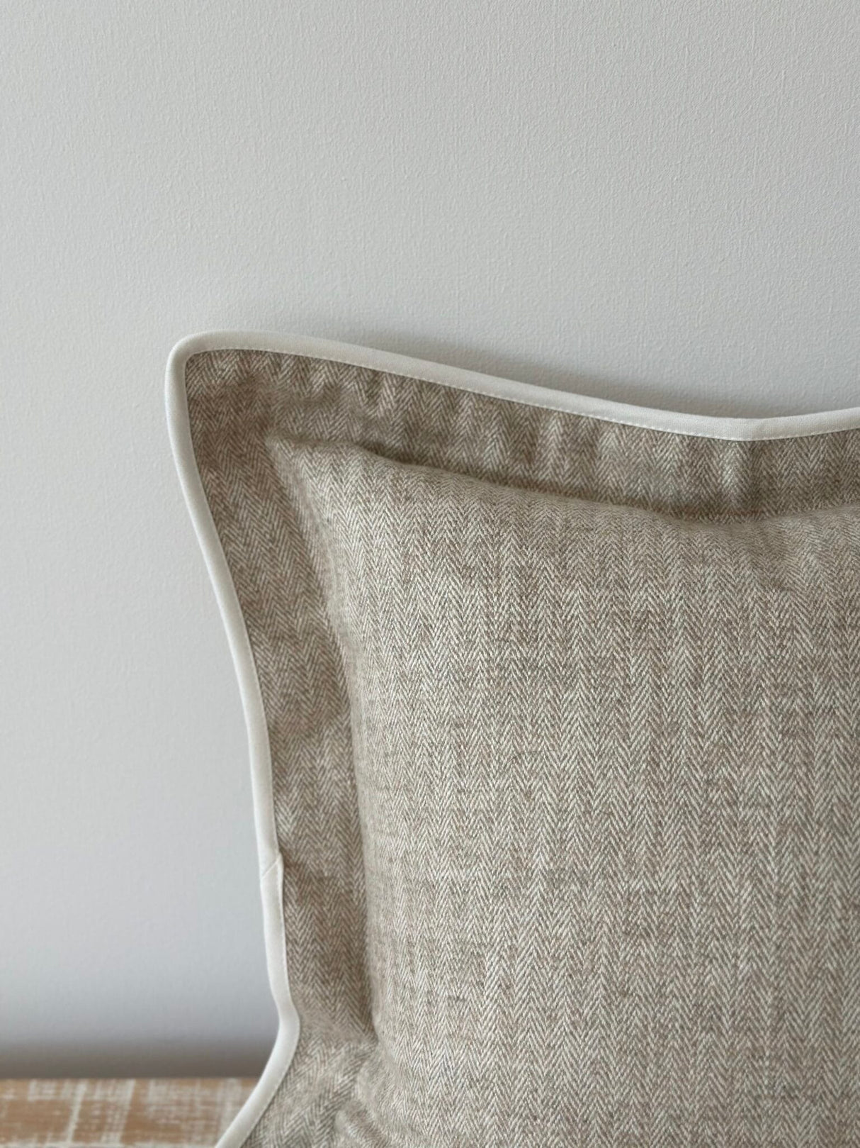 Tia Beige Herringbone Cushion