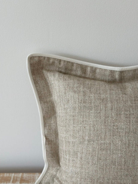 Tia Beige Herringbone Cushion