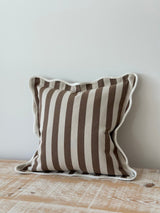 Chloe Brown Stripe Scalloped Edge Cushion