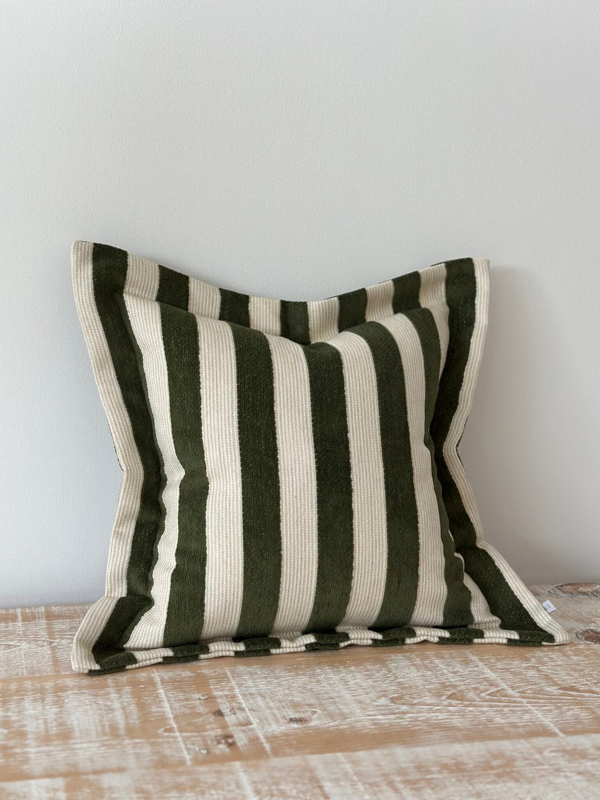 Orla Olive Green Stripe Cushion
