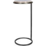 LIBRA - IOTA ACCENT TABLE GREY EMPERADOR MARBLE AGED SILVER FRAME