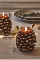 LED Pinecone Candle 12.5cm (Gold) (battery)