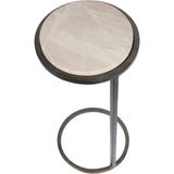 LIBRA - IOTA ACCENT TABLE GREY EMPERADOR MARBLE AGED SILVER FRAME