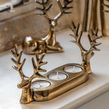 Stag Trio Tealight Holder, Gold