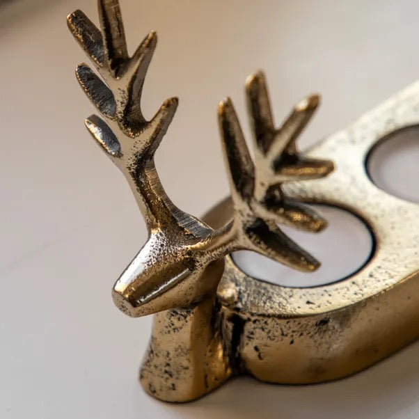 Stag Trio Tealight Holder, Gold