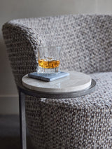 LIBRA - IOTA ACCENT TABLE GREY EMPERADOR MARBLE AGED SILVER FRAME