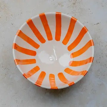 Hand Painted Moroccan Striped Serving Bowl - Handmade Bowl