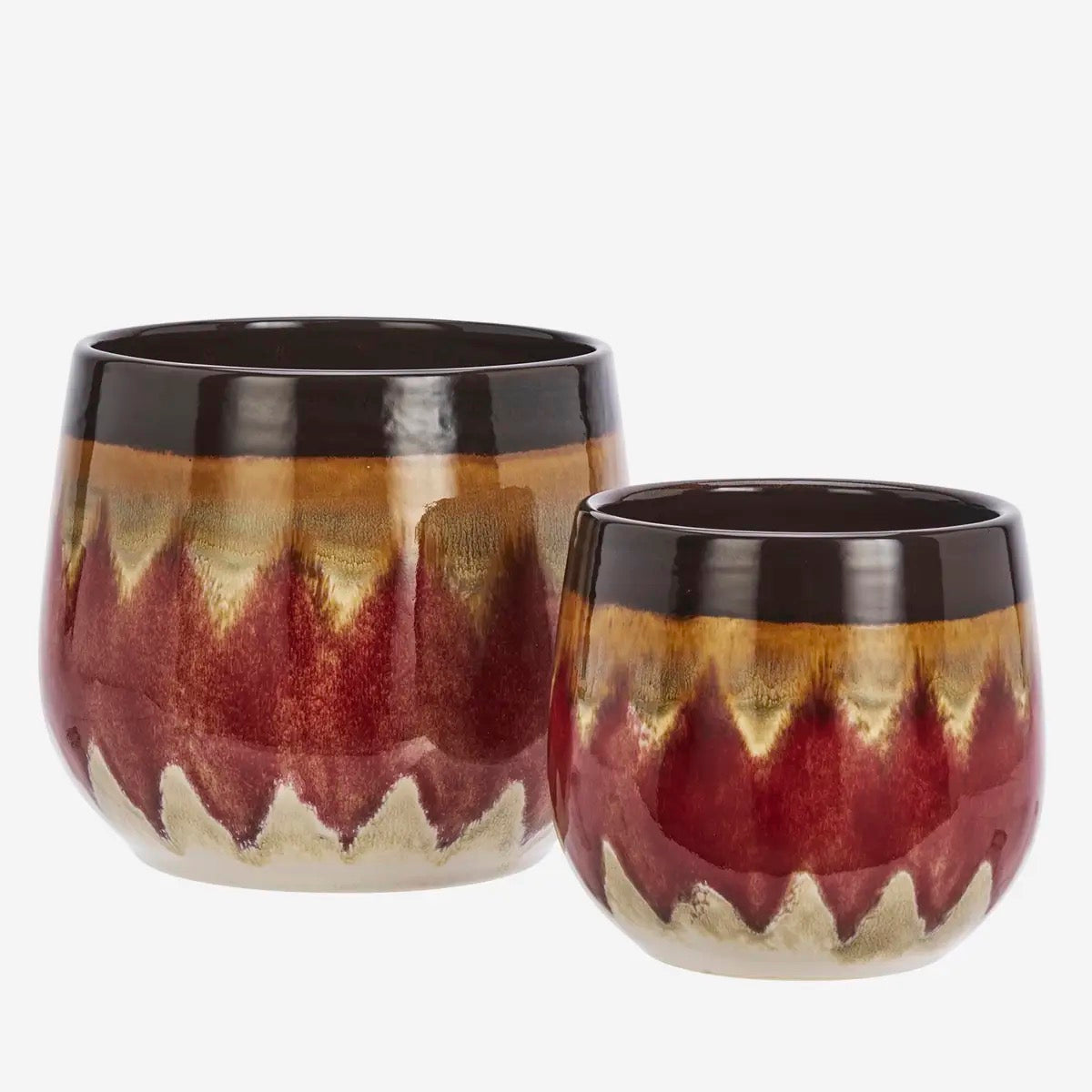 STONEWARE FLOWER POTS - 3 COLOUR WAYS S/2