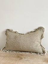 Hallie Ruffled Linen Cushion – Washed Olive - 2 sizes