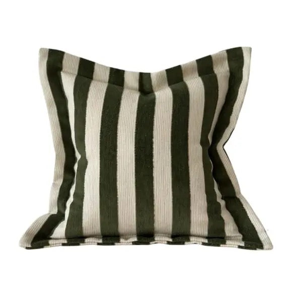 Orla Olive Green Stripe Cushion - 2 sizes