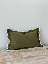 Chloe Olive Scalloped Cushion  - 2 sizes