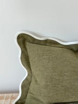 Chloe Olive Scalloped Cushion  - 2 sizes