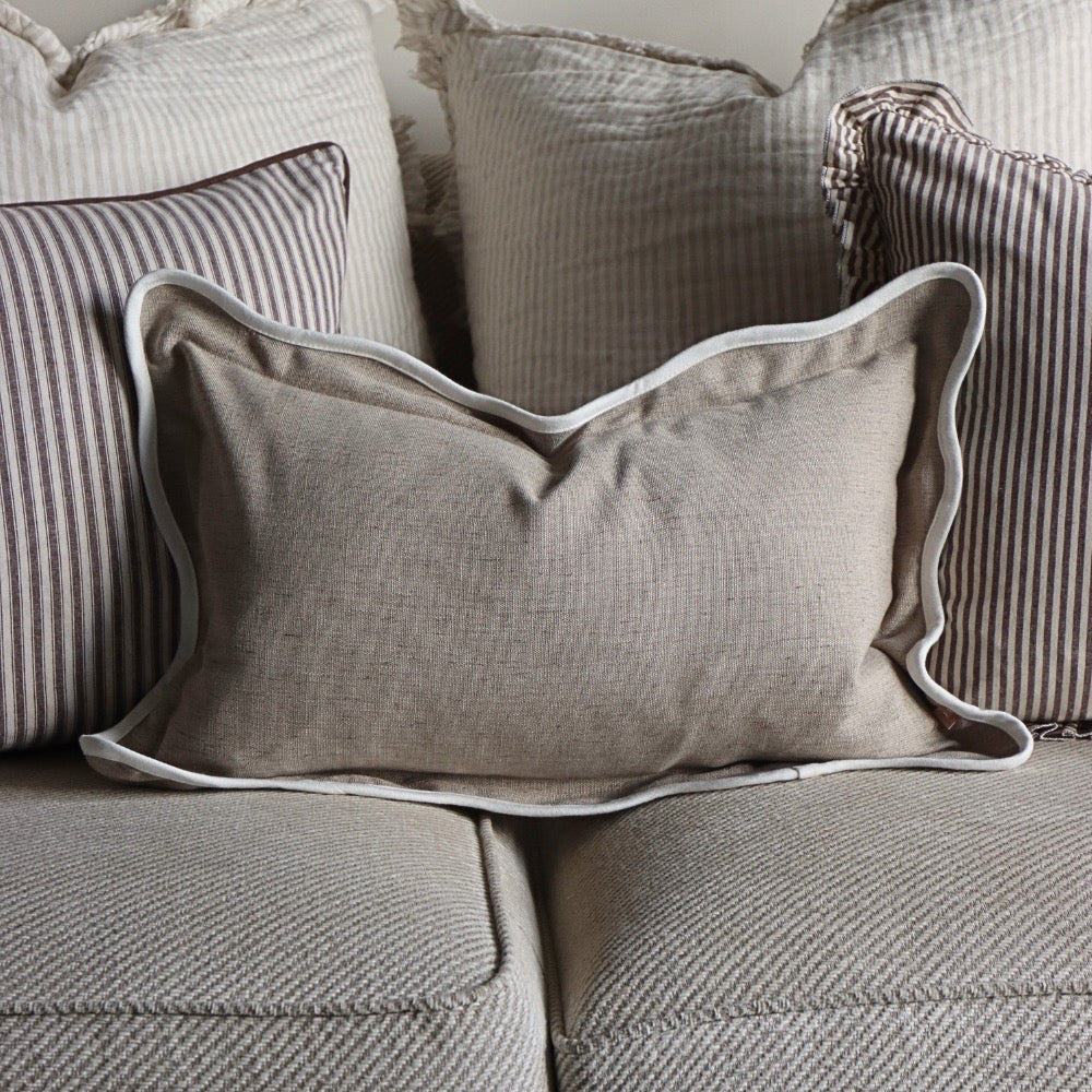 Chloe Greige Scalloped Edge Cushion 50×30