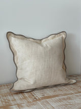 Chloe Cream & Greige Scalloped Edge Cushion - 2 sizes