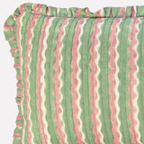 Cotton Quilted Frill Cushion | Whirly | Mint | 3 sizes