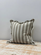 Chloe Greige Stripe Scalloped Edge Cushion