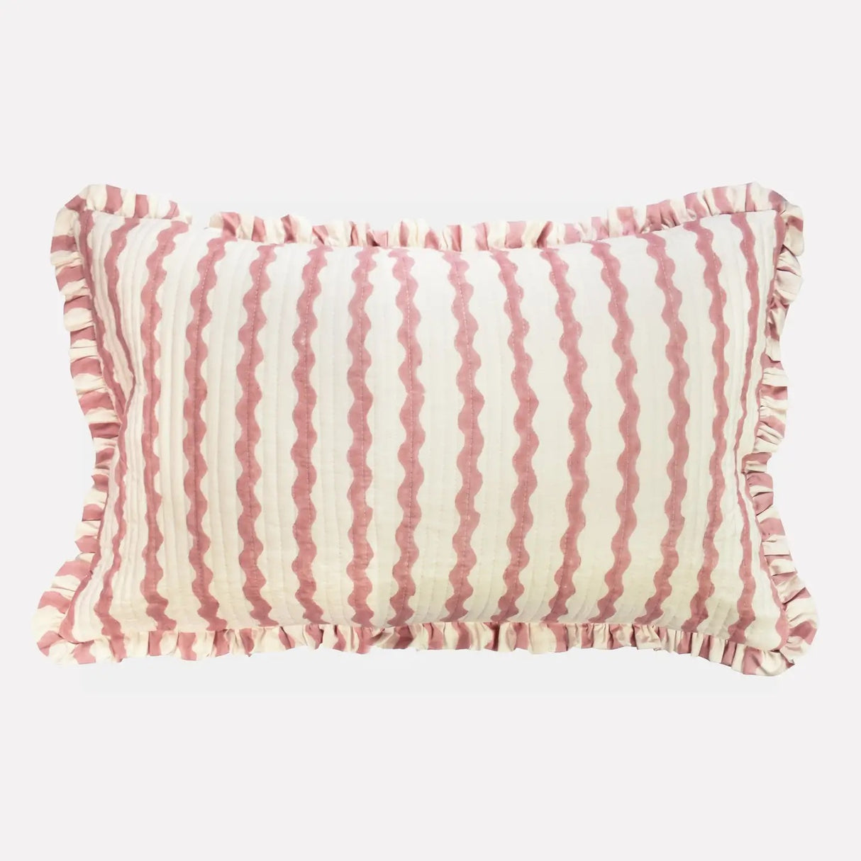 Cotton Quilted Frill Cushion | Ripple | Ice Cream | 3 Sizes