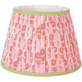 Lampshade Pleated Raspberry With Green Trim  - 2 Sizes