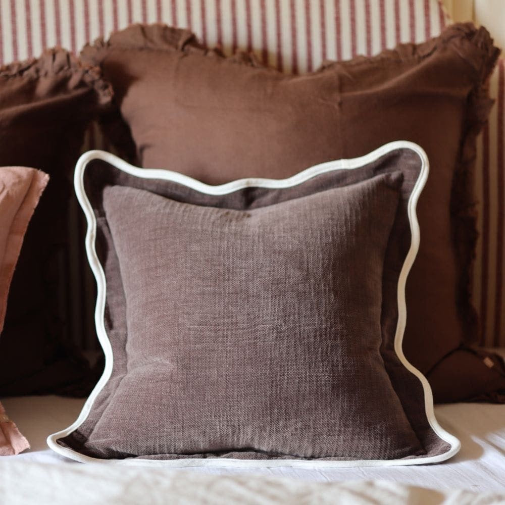 Chloe Dark Brown Scalloped Cushion - 2 sizes