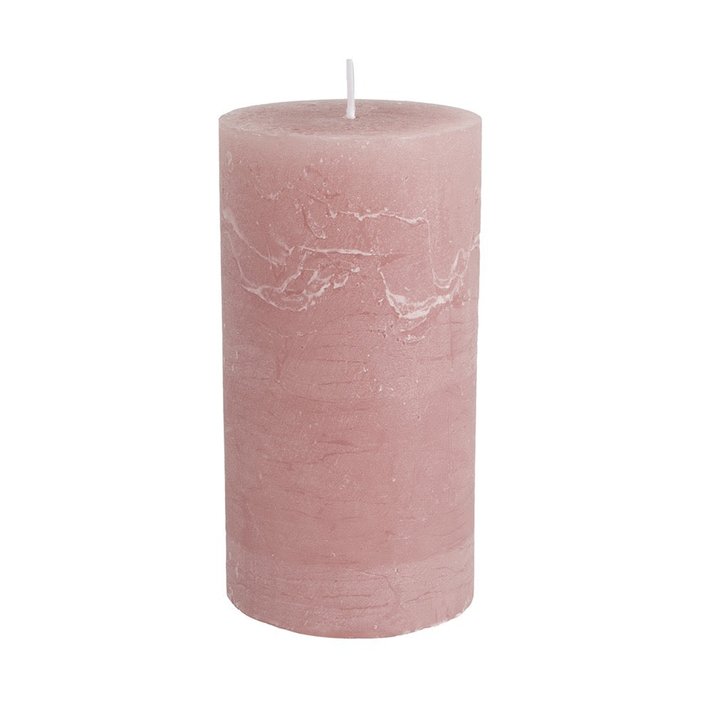 Rustic Pillar Candle Dusky Pink - 3 Sizes