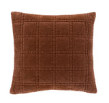 Cotton Velvet Quilted Cushion - Rust/Olive