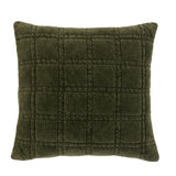 Cotton Velvet Quilted Cushion - Rust/Olive