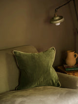 Indian Cotton Velvet Cushion - Moss - 2 Sizes