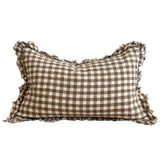 Hallie Brown Gingham Ruffle Cushion/2 sizes