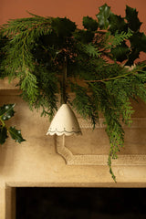 Scalloped Ceramic Hanging Bell - Berry or Moss